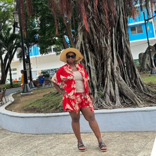 2 piece red short set