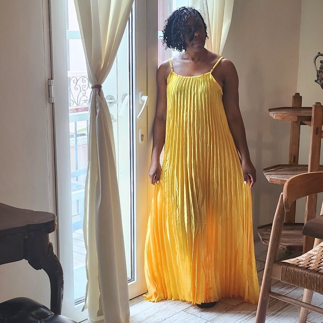 Yellow Pleated Dress